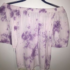 FashionWeb Tie Die Purple off the shoulder shirt